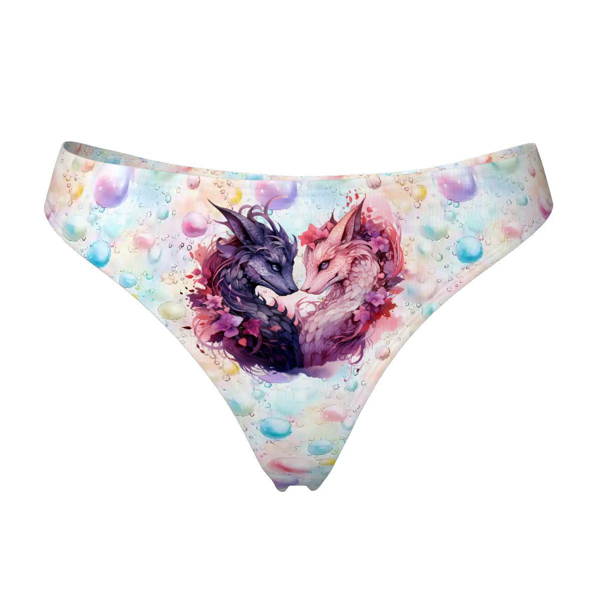 Women’s Polyester Thong, Panties, Underwear - Dragon Love