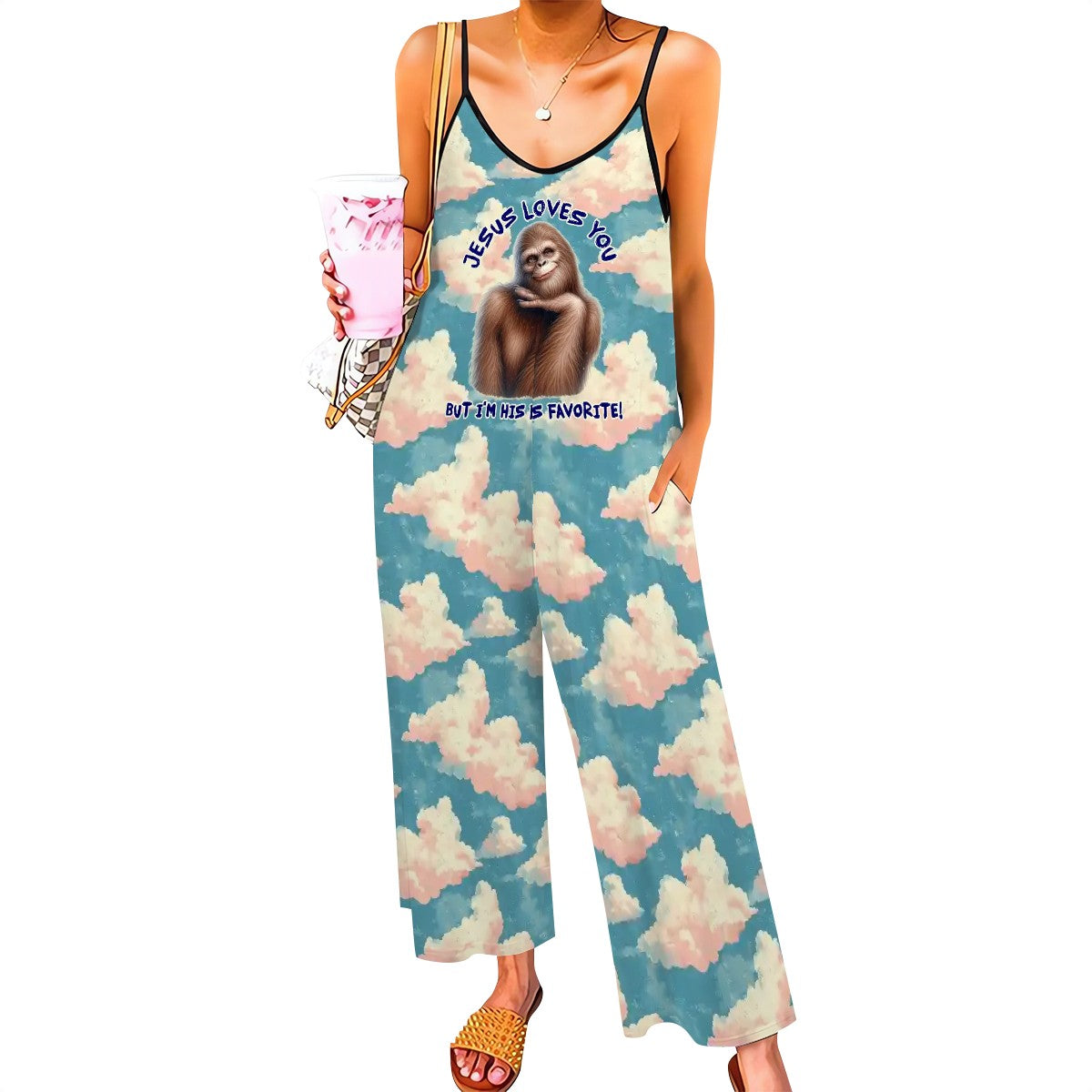 Bigfoot / Sasquatch, "Jesus loves you...", Casual Jumpsuits for Women