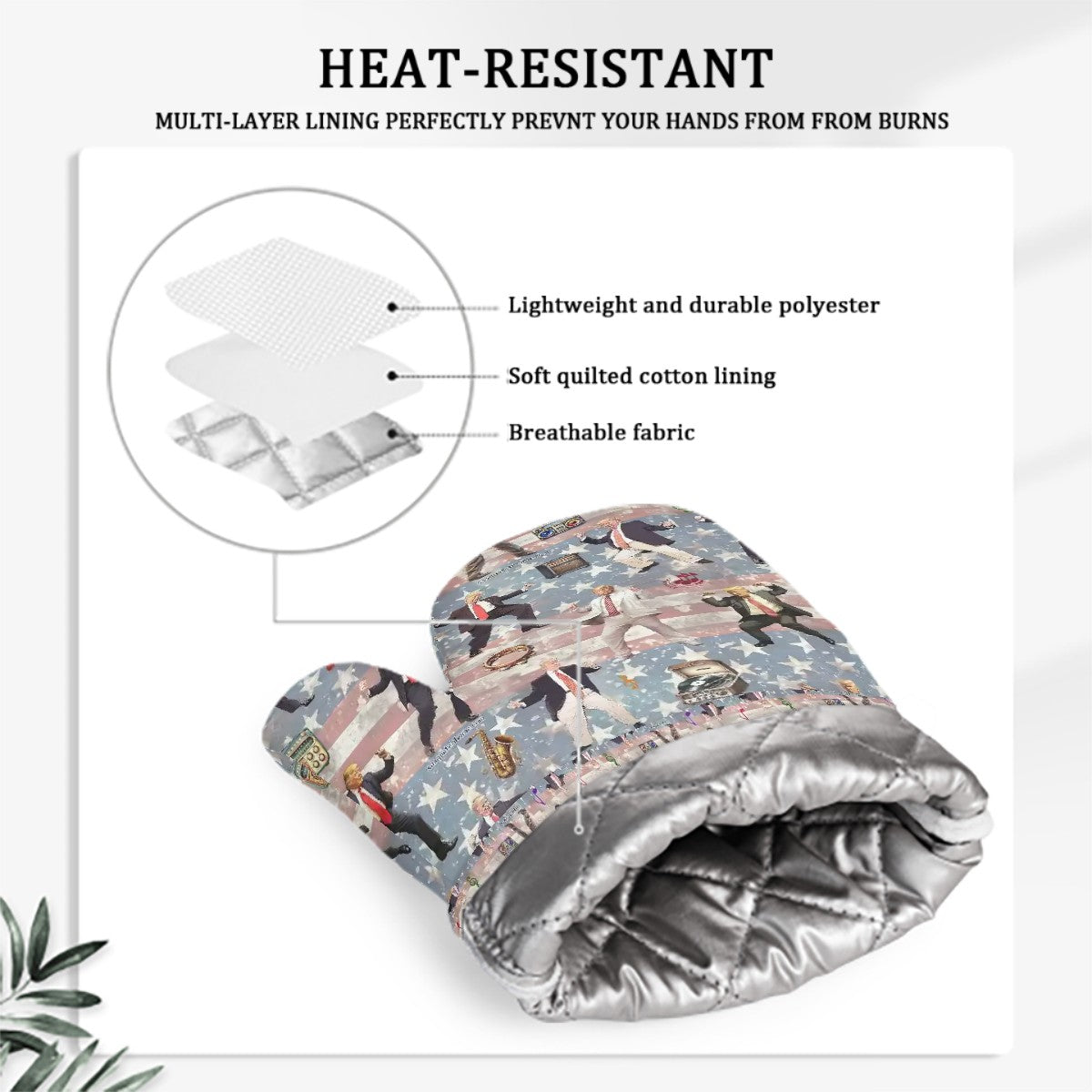 20 Donald Trump Designs, Heat Resistant Silicone Oven Mitts Set
