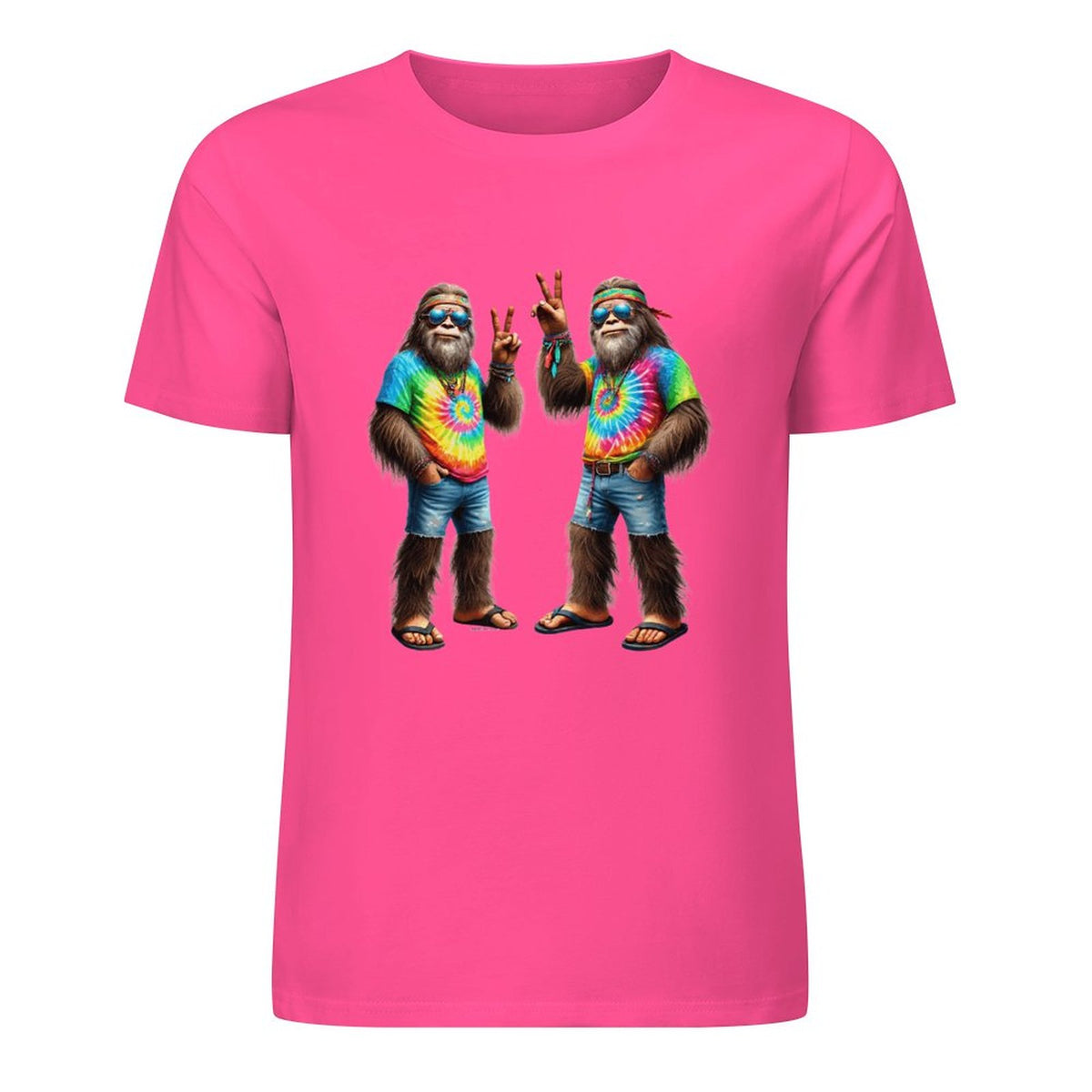 Bigfoot - Sasquatch Hippie Sasquatches Short Sleeve Cotton T-Shirt