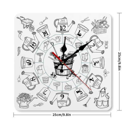 Gardening Square Wall Clock- Made in USA