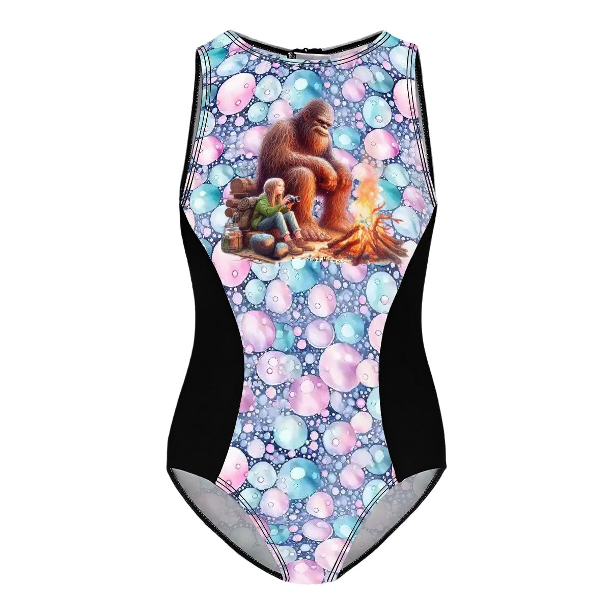 Girl’s One Piece Swimsuits, child swimwear - Bigfoot, Sasquatch Dancing