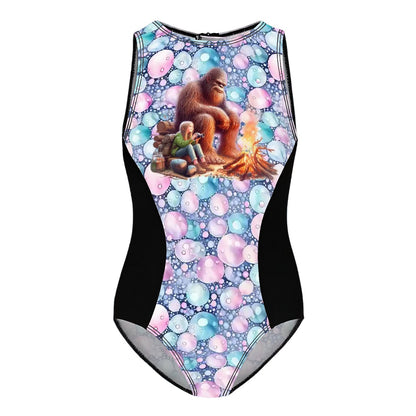 Girl’s One Piece Swimsuits, child swimwear - Bigfoot, Sasquatch Dancing