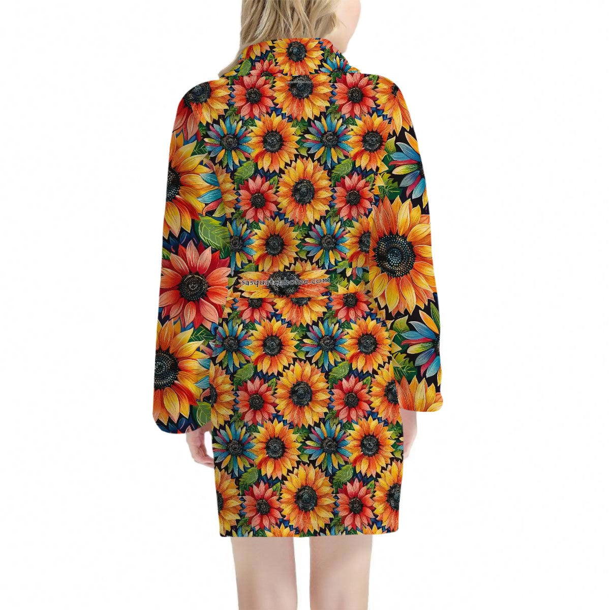 Sunflower Design, Women’s Bath Robe 33.5” Long