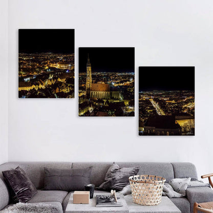 City Scape Canvas Wall Art -16”x 20” (x3) - Made In USA