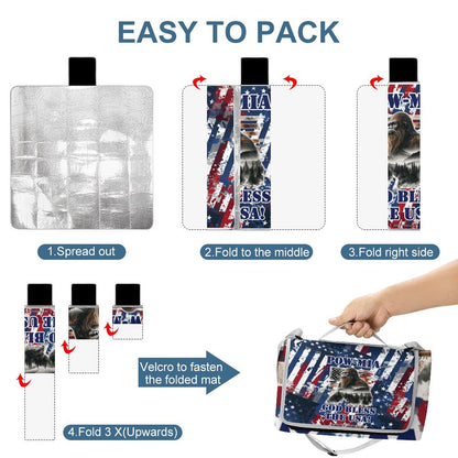 Foldable Zipper Picnic Mat- Blanket 58”x58” w/ Carry Straps