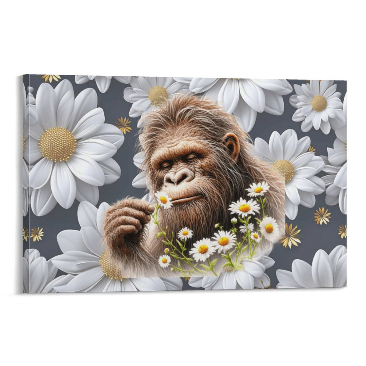 Sasquatch "Smell the Flowers" Hanging Poster (Horizontal 3:2)-12x18 inch/ 8x12 inch