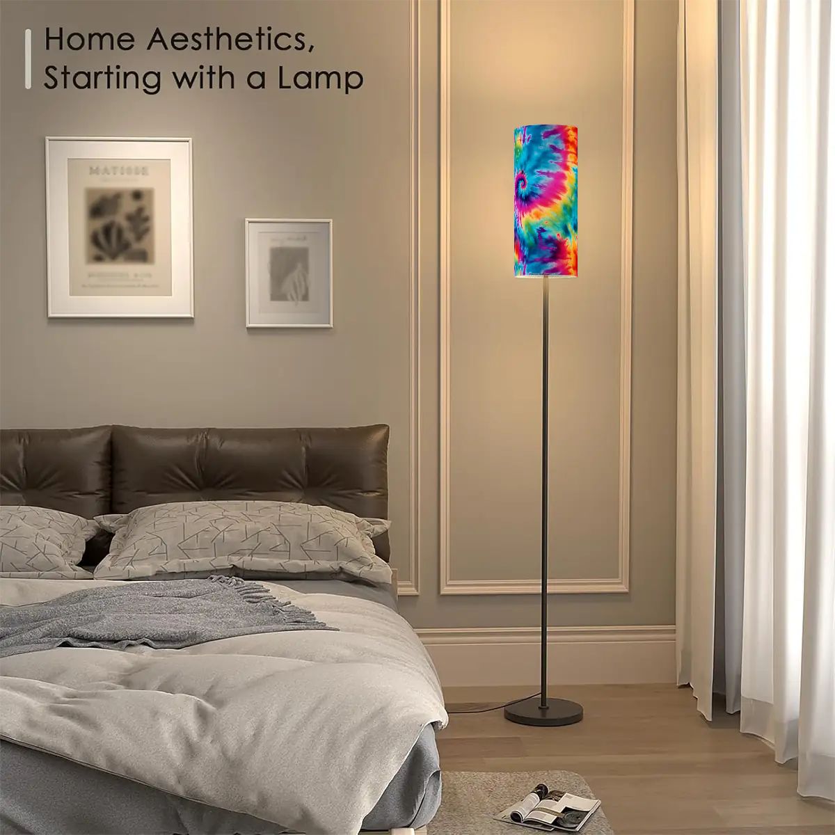 19 Tie Dye Designs, Floor Lamp Modern Standing Lamp (Made in USA)
