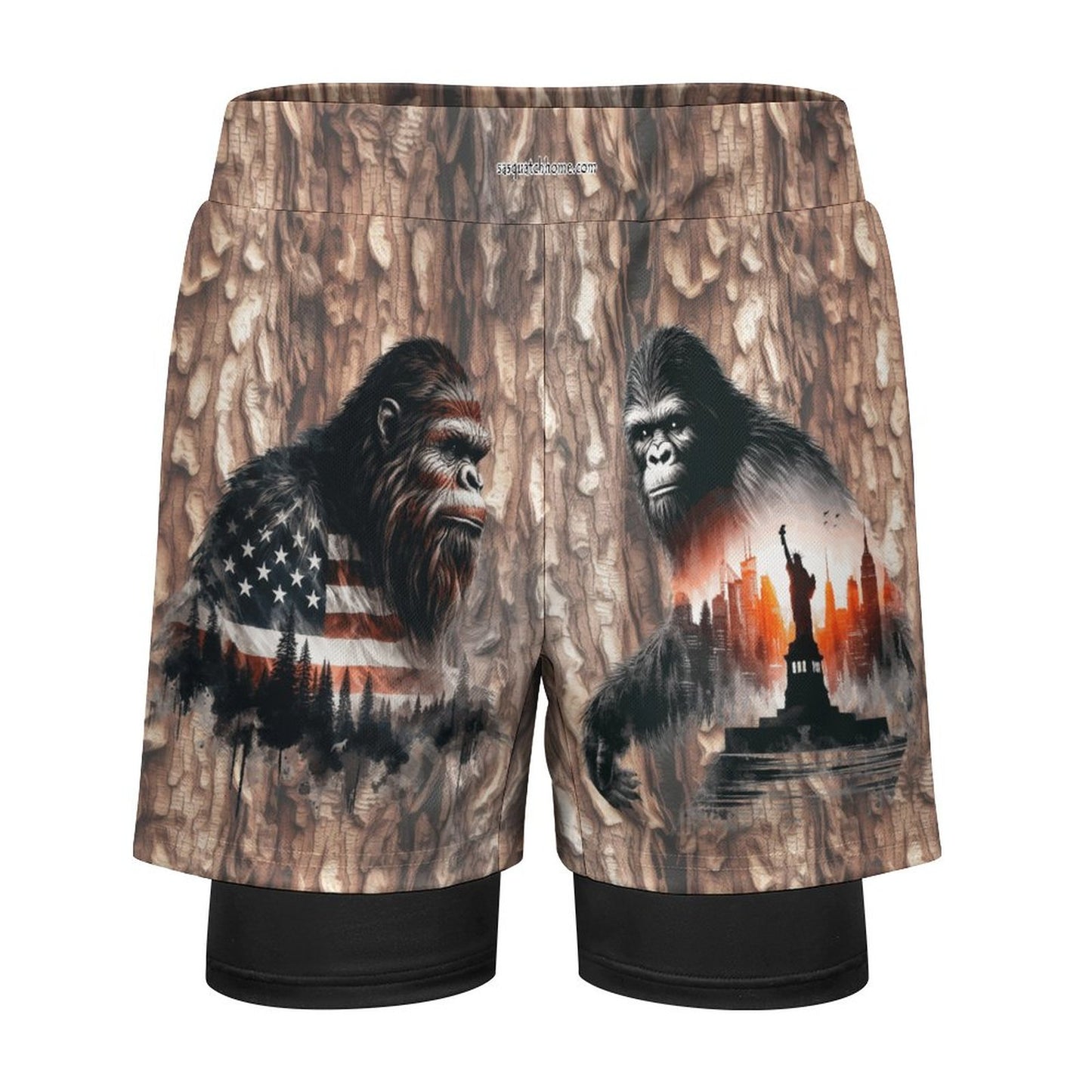 Bigfoot, Sasquatch Men's Beach Shorts / Swim Trunks with 4 Pockets