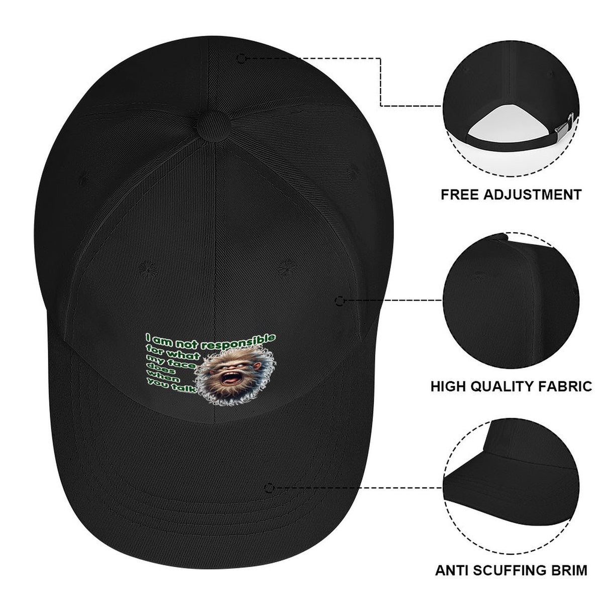 Bigfoot, Sasquatch “I am not responsible..", Baseball Cap – 8 Colors