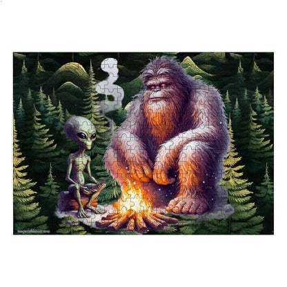 Sasquatch and Alien 300pcs Horizontal Wooden Jigsaw Puzzles