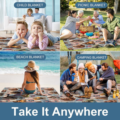 Foldable Zipper Picnic Mat- Blanket 58”x58” w/ Carry Straps