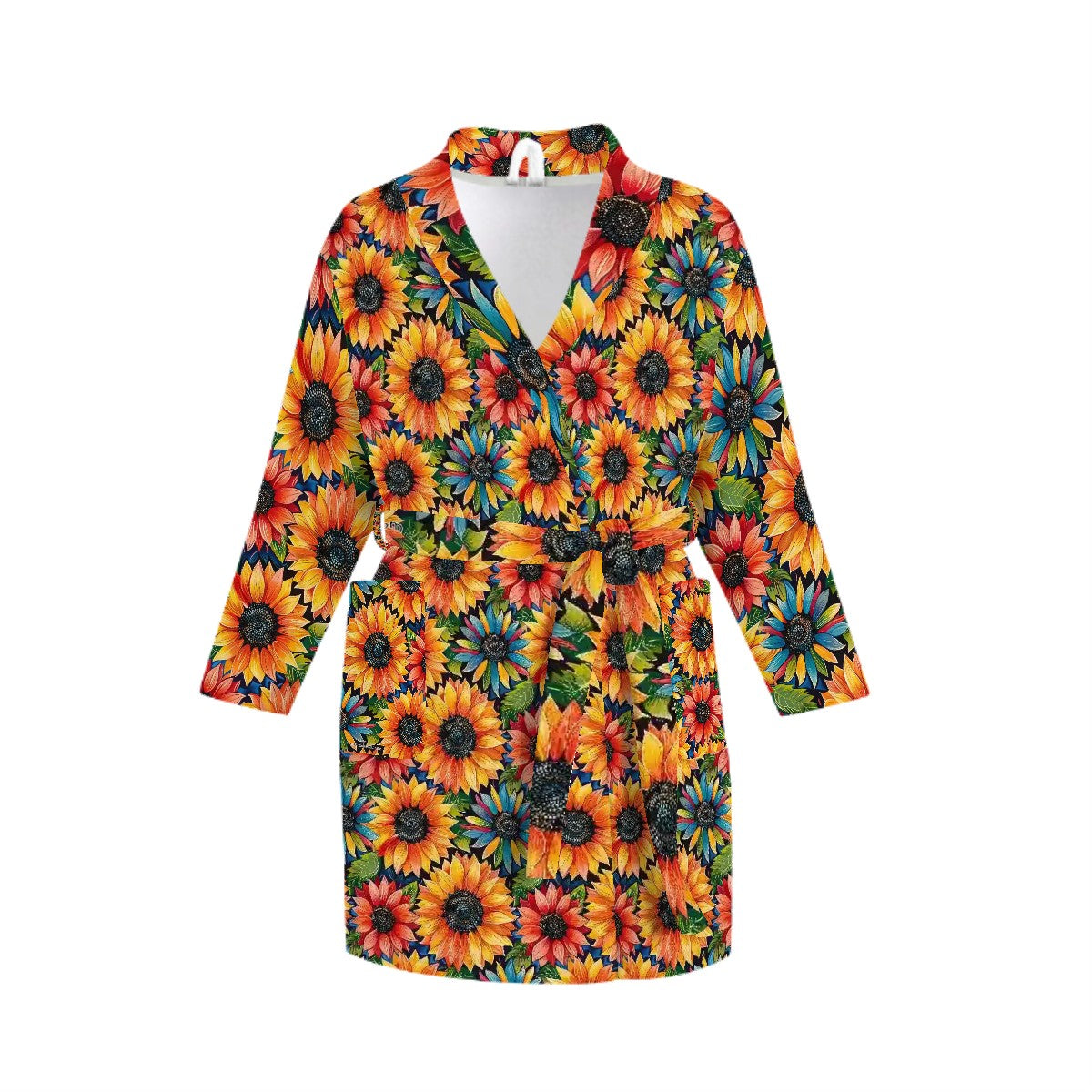Sunflower Design, Women’s Bath Robe 33.5” Long