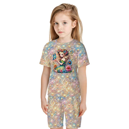 Children’s 2 Piece Short Pajama Set, Rainbow Fairy