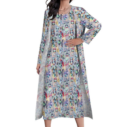 6 Alien Designs, Women’s Long Dress with Cardigan