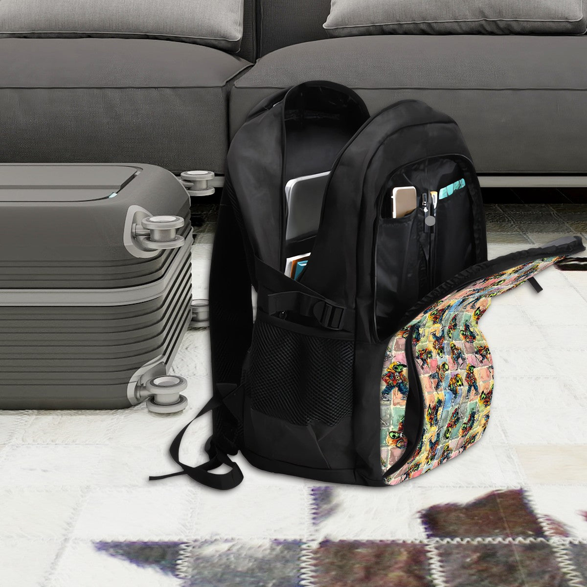 6 Alien Designs, Large Capacity, Oxford Travel, Laptop Bag with USB Charger