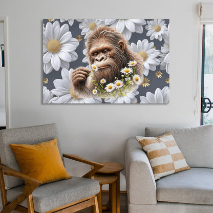 Sasquatch "Smell the Flowers" Hanging Poster (Horizontal 3:2)-12x18 inch/ 8x12 inch