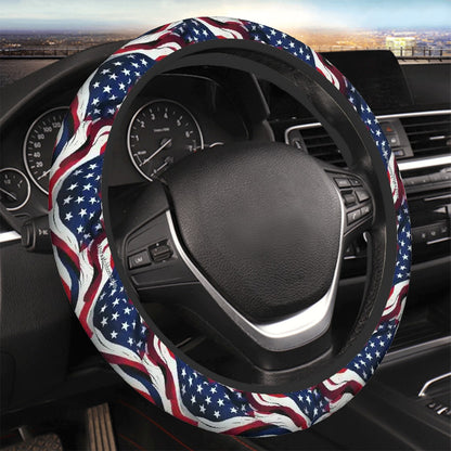 American Flag, Rugged Auto Steering Wheel Cover - 15" b