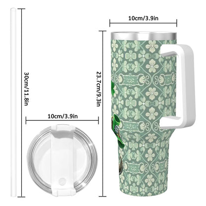 Bigfoot Sasquatch St Patrick 40 oz Stainless Steel Travel Coffee Mug with a Straw