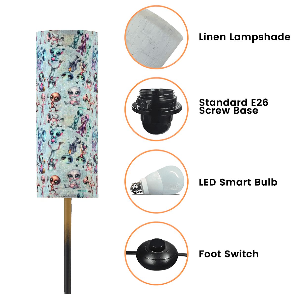 8 Alien Designs, Floor Lamp Modern Standing Lamp (Made in USA)