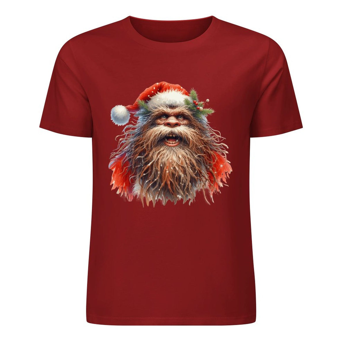 Bigfoot - Sasquatch Santa Short Sleeve Cotton T-Shirt