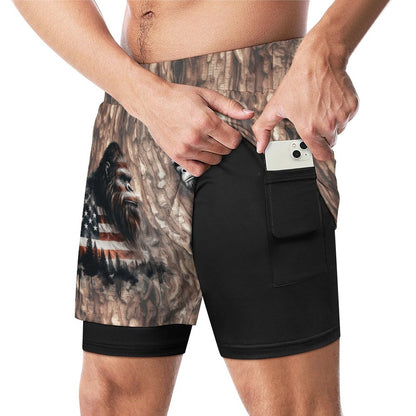 Bigfoot, Sasquatch Men's Beach Shorts / Swim Trunks with 4 Pockets