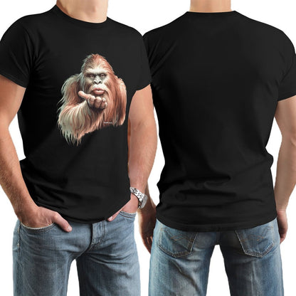 Sasquatch, Bigfoot Blow Kiss, Short Sleeve Cotton T-shirt