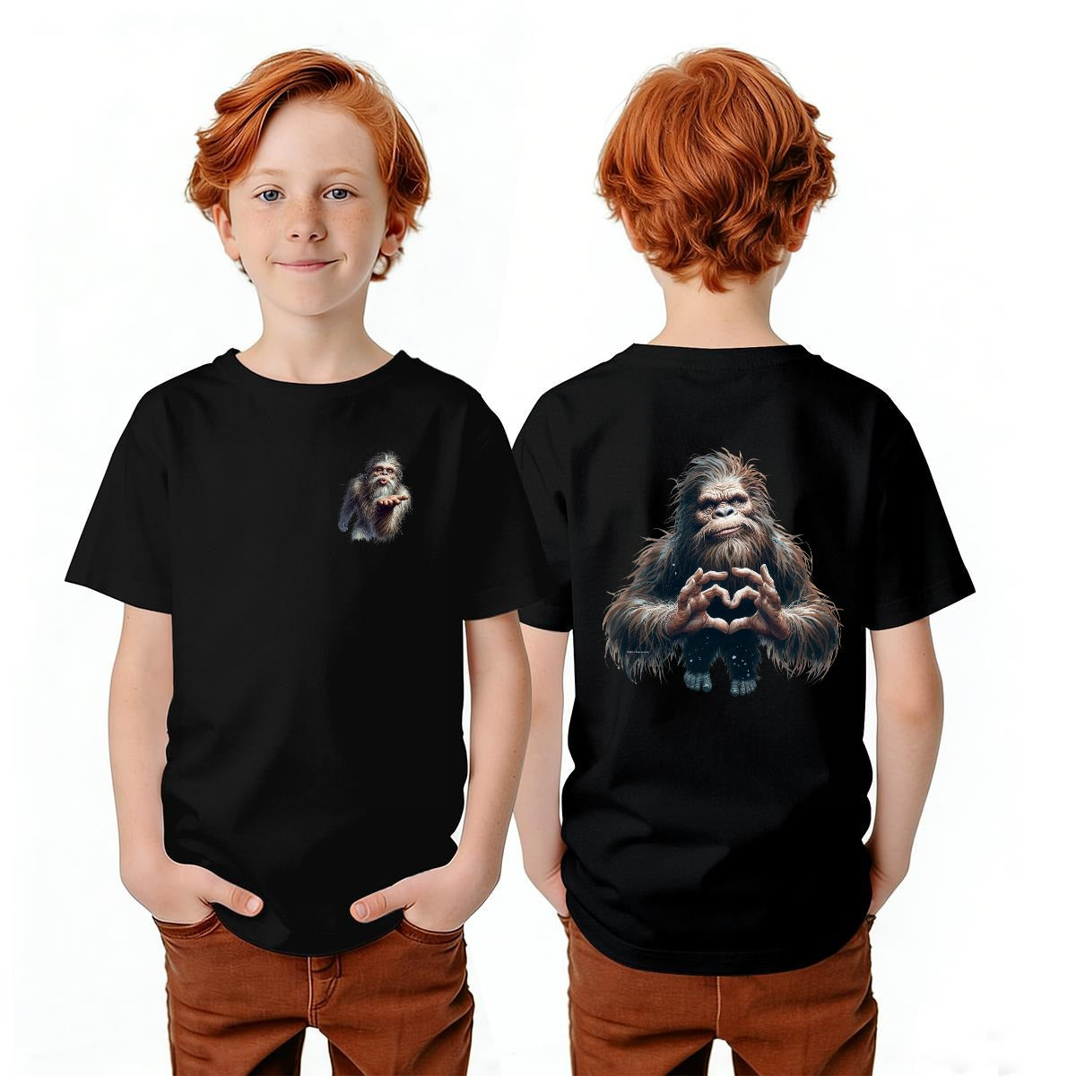 Bigfoot Sasquatch Designs, Kid’s Double Sided Gildan 5000B T Shirt
