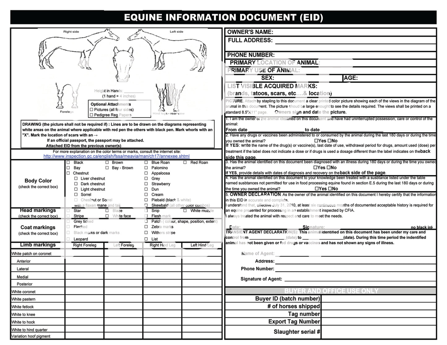 Equestrian Complete Medical Records + EID Sheet & Inside Pocket