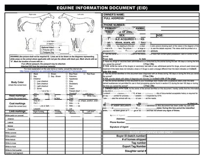 Equestrian Complete Medical Records + EID Sheet & Inside Pocket