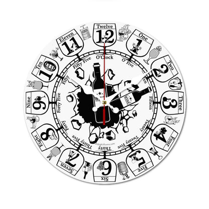 a Wine Lovers Wooden Wall Clock without Scale- Made in USA