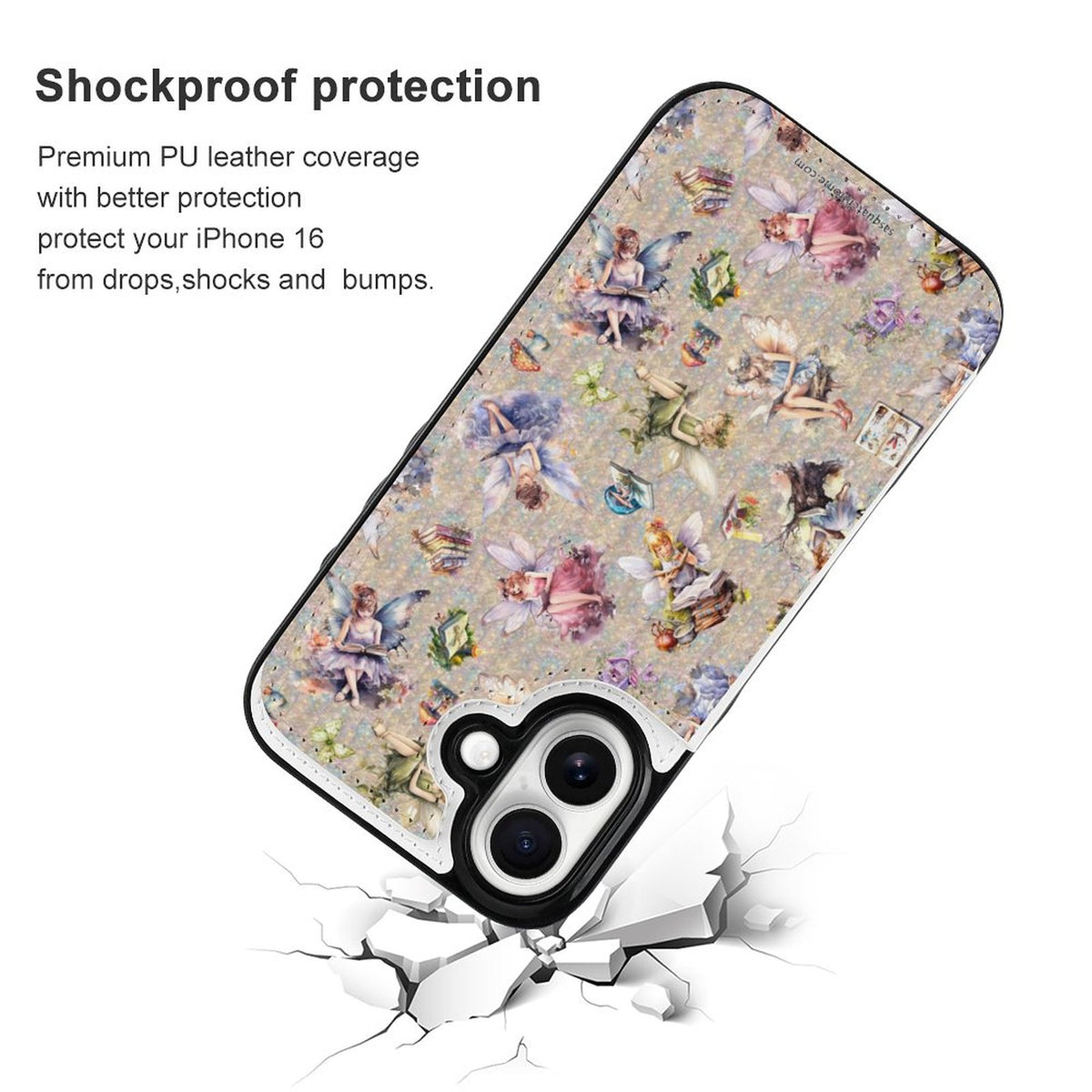 6 Fairy Designs, iPhone 16 Faux Leather Wallet Case