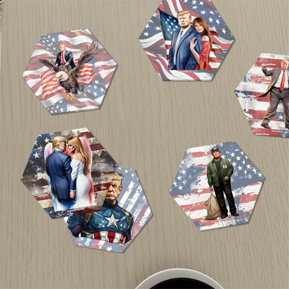 Donald Trump Themed, Hexagon Ceramic Coasters Set of 6