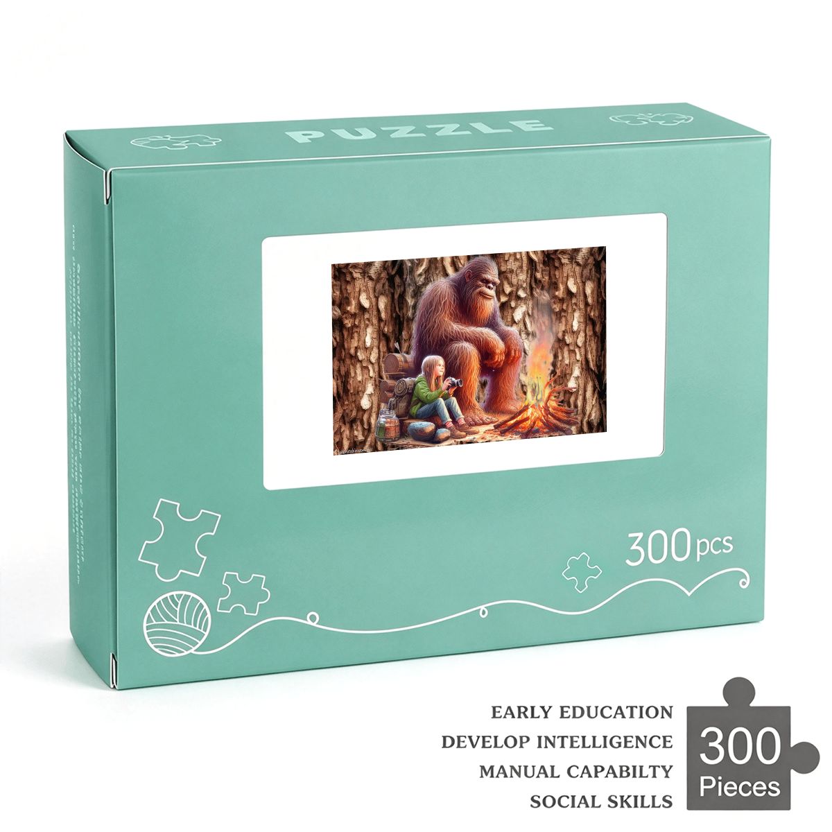 Sasquatch & Girl by Fier 300pcs Horizontal Wooden Jigsaw Puzzles