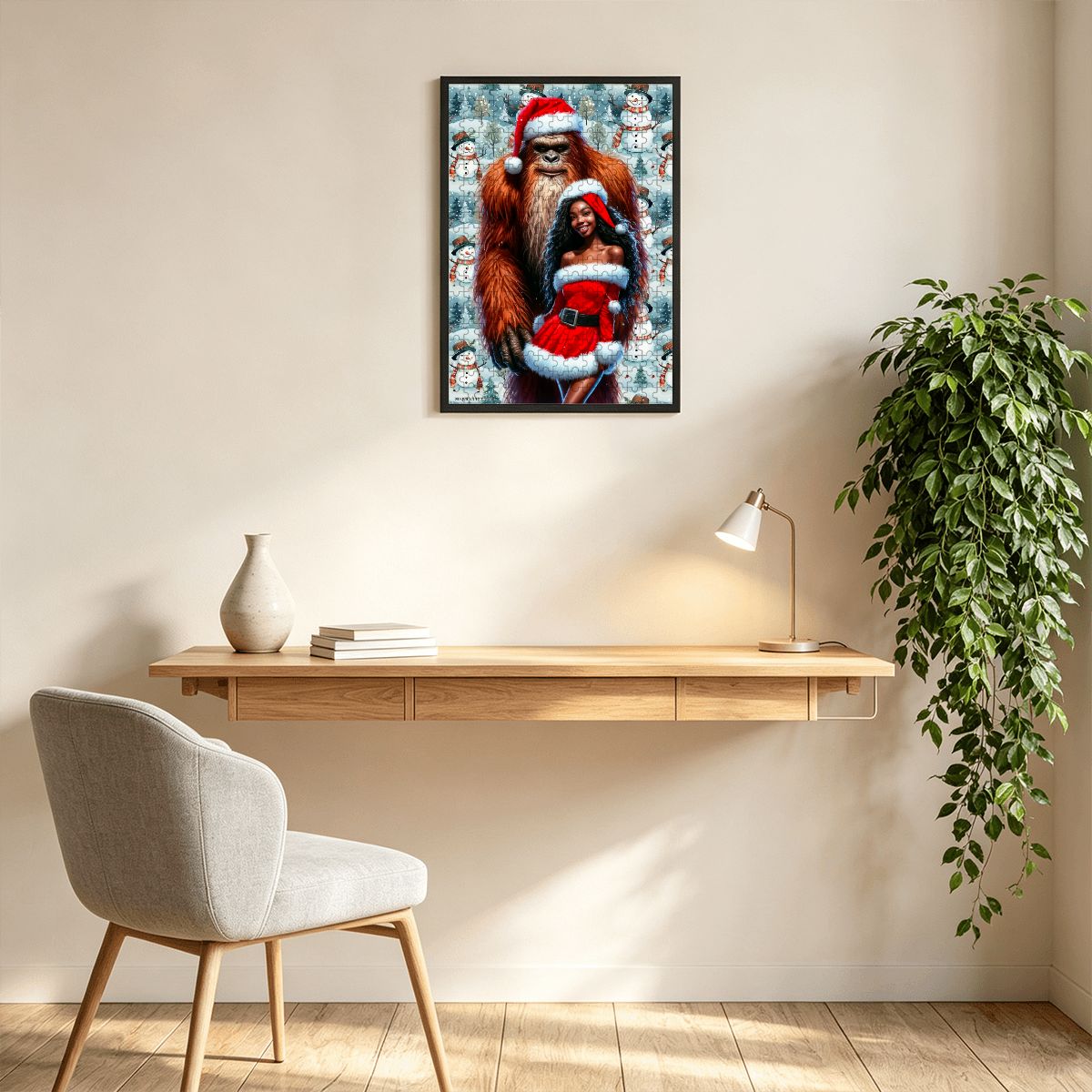 Bigfoot and Christmas Playgirl 300pcs Wooden Vertical Jigsaw Puzzle