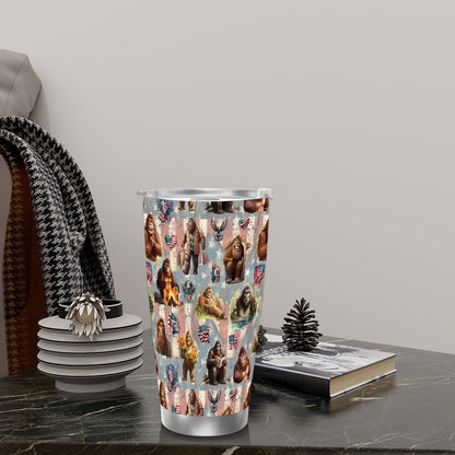 Bigfoot / Sasquatch Themed 20 oz Travel Coffee Mug w/ Straw & Brush Options