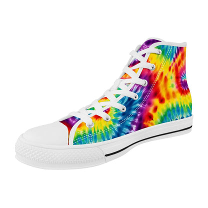 Unicorn on Tie Dye, Women’s High Top Canvas Shoes