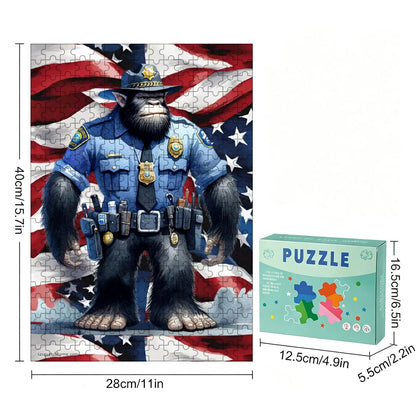 Sasquatch Police Officer 300pcs Wooden Vertical Jigsaw Puzzle