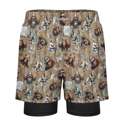 Sasquatch, Bigfoot Themed, Men Beach Shorts / Swim trunks with 4 Pockets