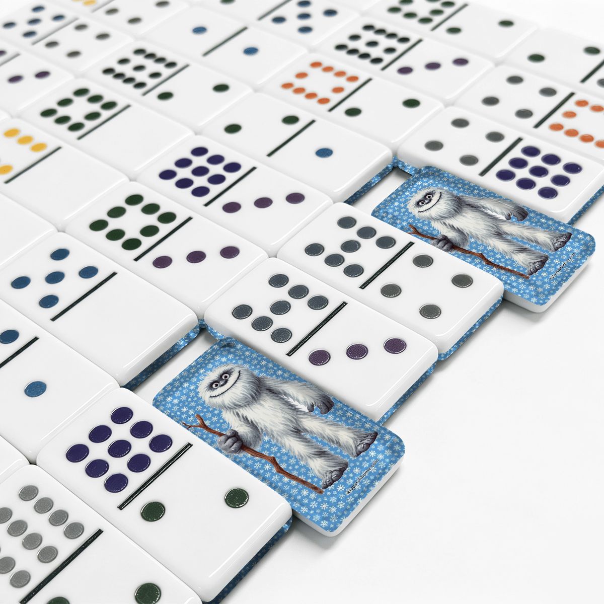 Yeti with Stick Double 12 Mexican Train Dominoes Set