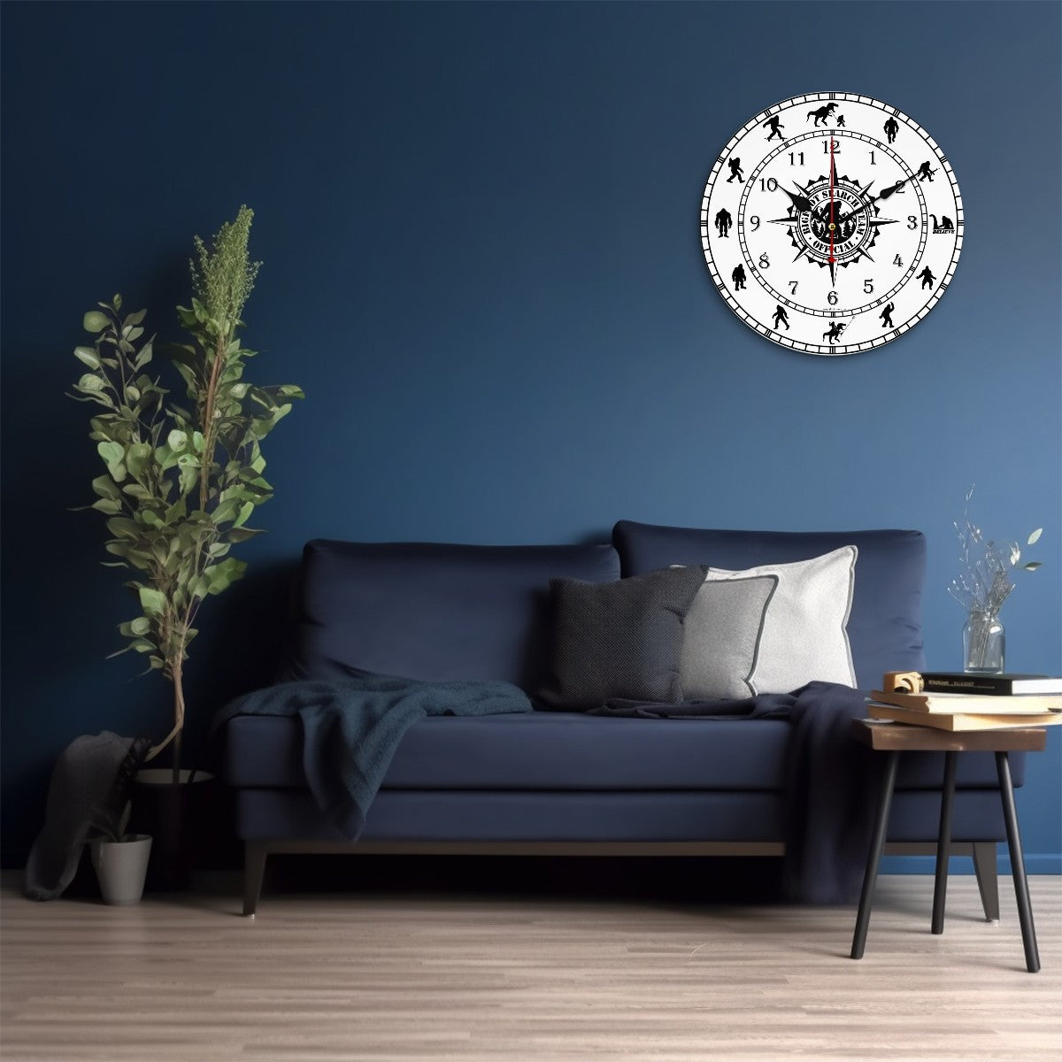 Bigfoot / Sasquatch Round Wooden Wall Clock -  - Made in USA