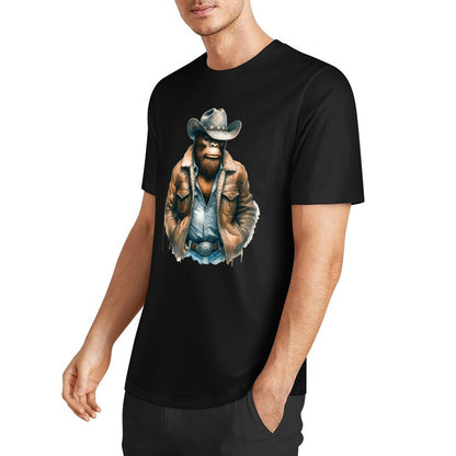 Bigfoot - Sasquatch Cowboy Short Sleeve Cotton T-Shirt