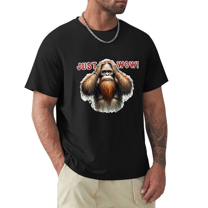 Sasquatch / Bigfoot "just Wow", Cotton Short Sleeve T-shirt