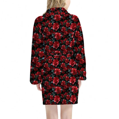 10 Flower Designs, Women’s Bath Robe 33.5” Long