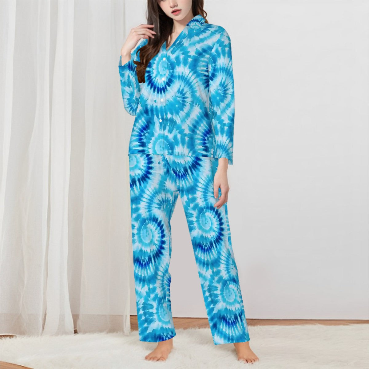 Tie-Dye  Themed Women’s Long Sleeved Pajama Set