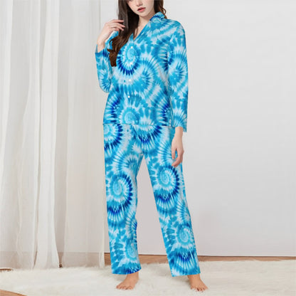 Tie-Dye  Themed Women’s Long Sleeved Pajama Set