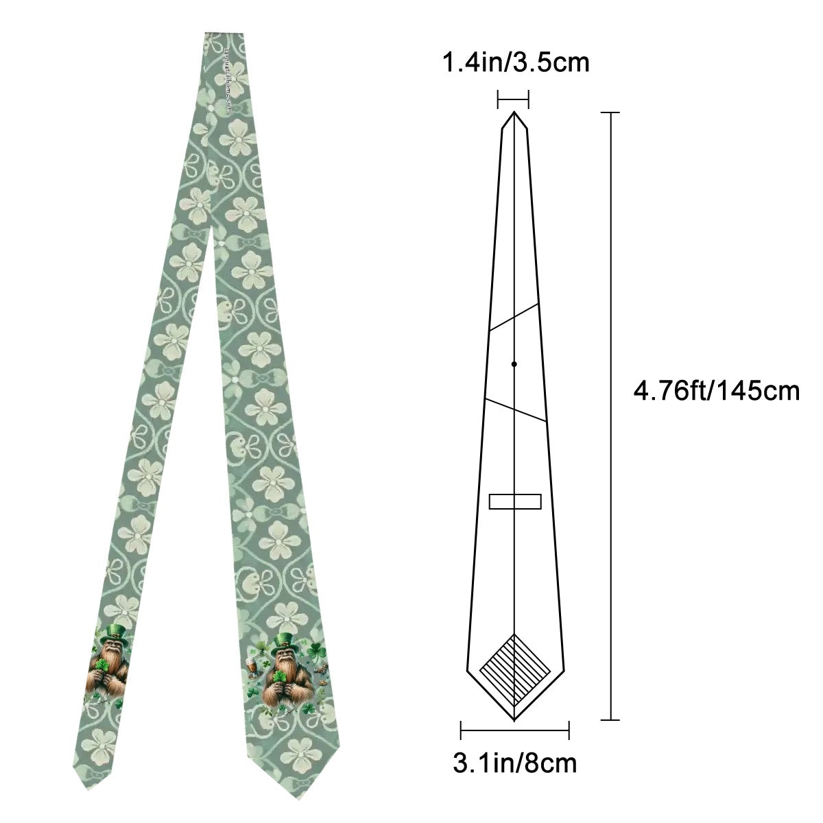 Bigfoot Sasquatch Leprechaun, Silky Polyester Dapper Neck Tie