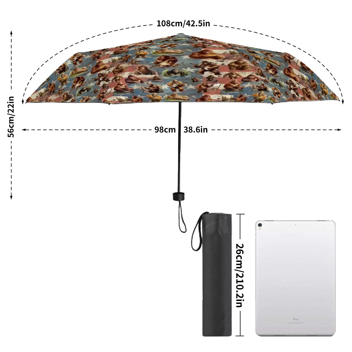"Squatching Around" Bigfoot, Sasquatch Umbrellas -UV Protection, Water Wicking Parasol