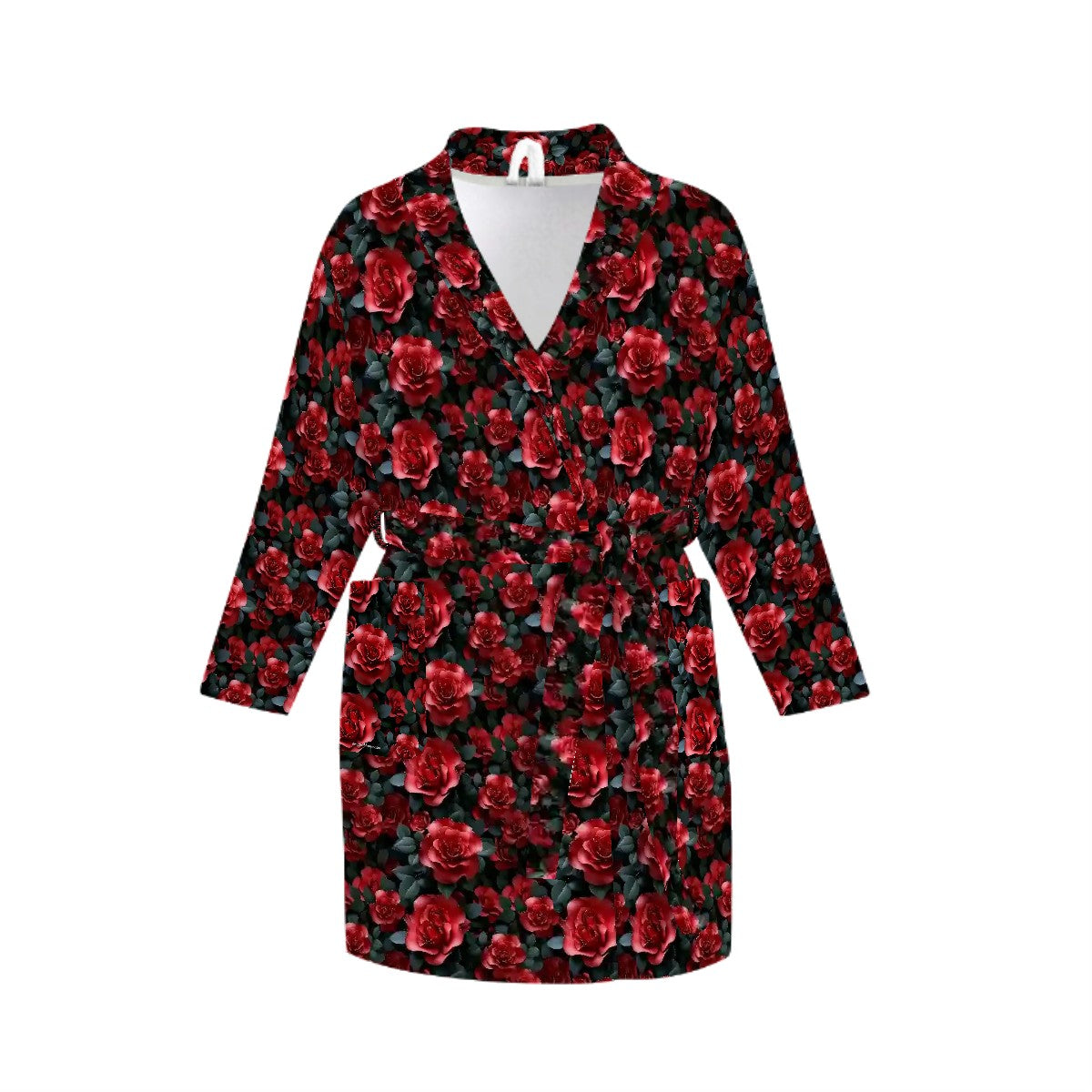 10 Flower Designs, Women’s Bath Robe 33.5” Long