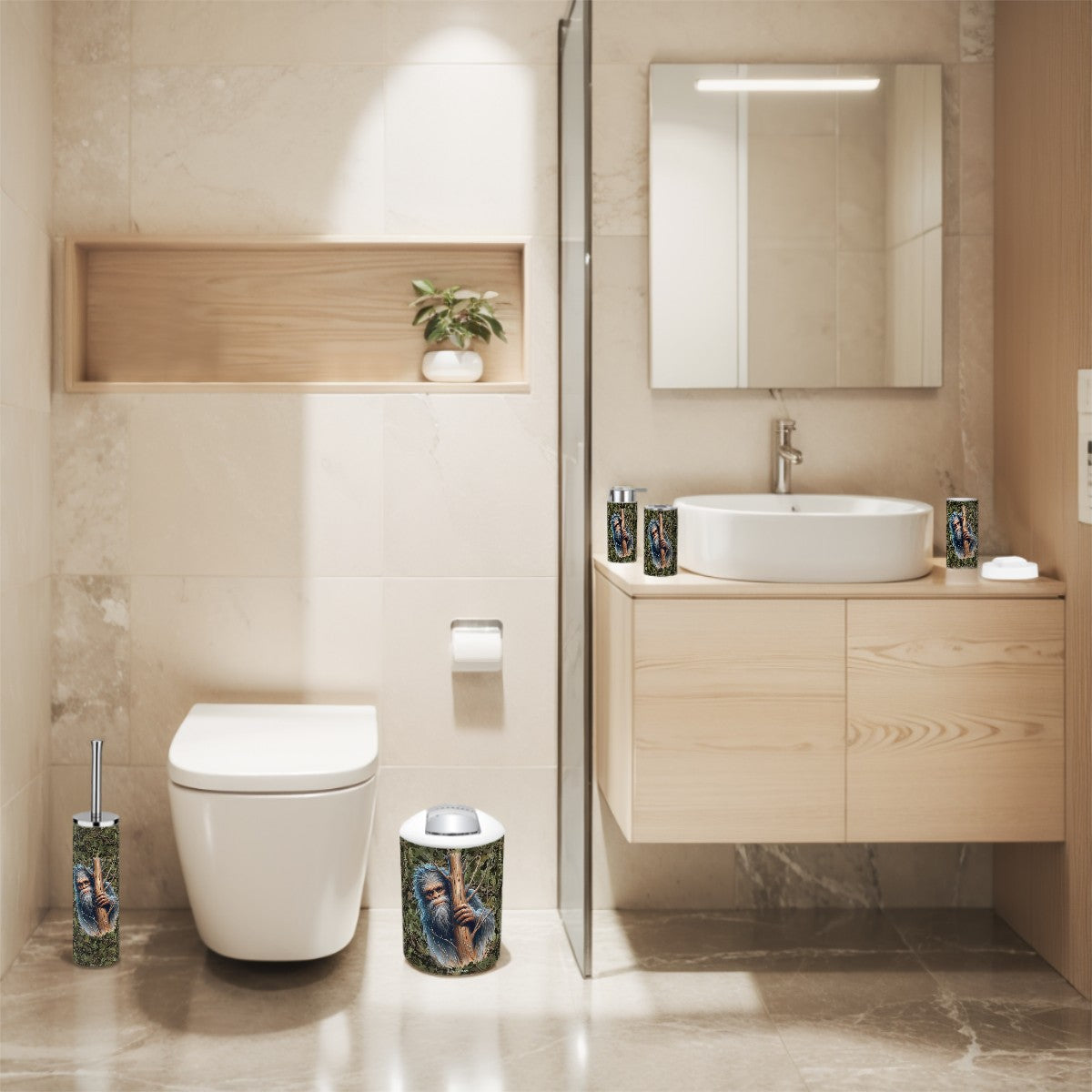 Bigfoot / Sasquatch Hiding, 5 Piece Bathroom Décor Set